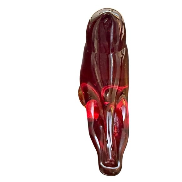 Vintage W Ward 1989 Signed Amberina Art Glass Bird Cardinal Of Love 3.25" - Picture 4 of 9
